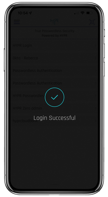 HYPR Mobile iPhone Login Successful HYPR Mobile iPhone Login Successful