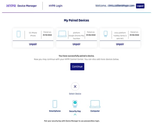 Select Security Key to Enroll-1